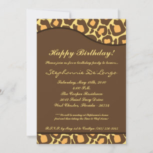 12x18 Brown Leopard Print Geburtstagsparty Einladu Einladung