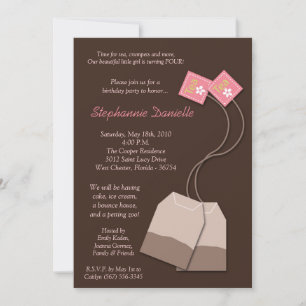 12x18 Brown Tea Bag Tee Party Einladung zum Geburt