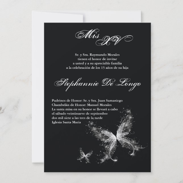 12x18 Butterfly Quinceanera Geburtstag Einladung (Vorderseite)