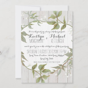 12x18 Card Laurel Leaf Blätter w Babys Atemkranz Einladung