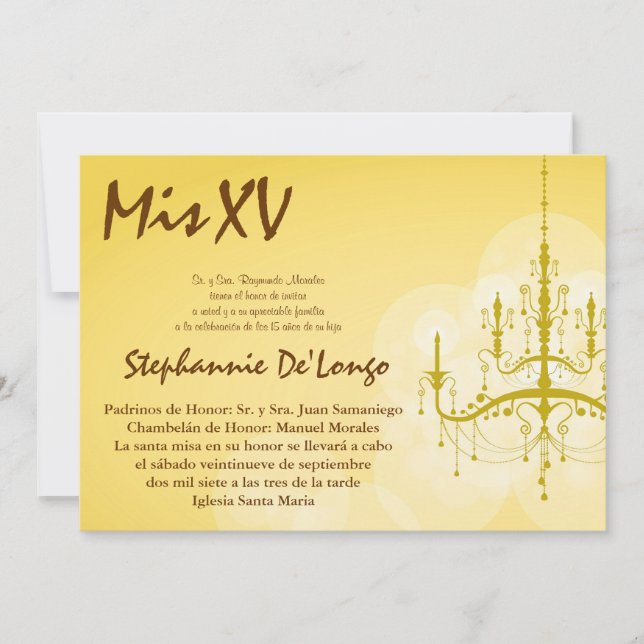 12x18 Chandelier Quinceanera Geburtstag Einladung (Vorderseite)