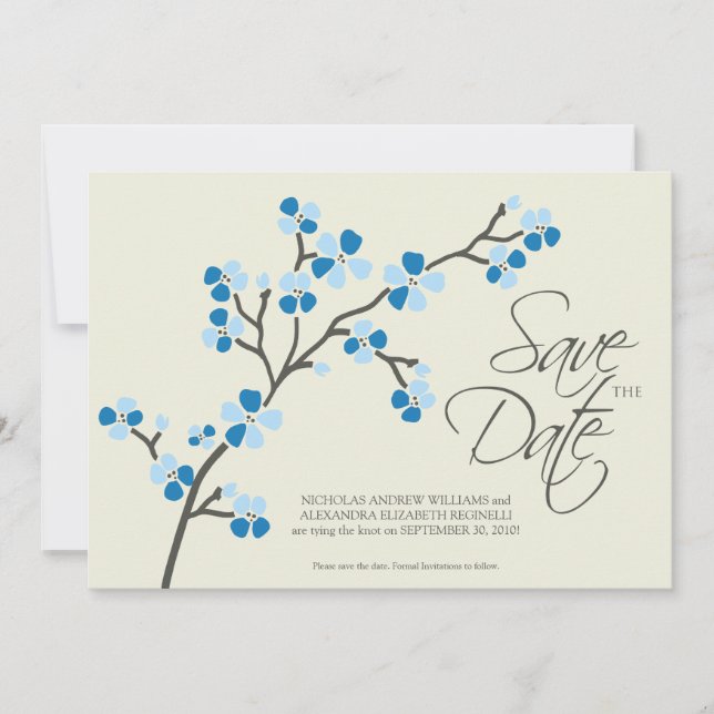 12x18 Cherry Blossom Designer Save the Date 2 blau (Vorderseite)