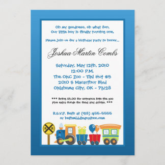 12x18 Choo Choo Zug-blaue Geburtstags-Party Einladung