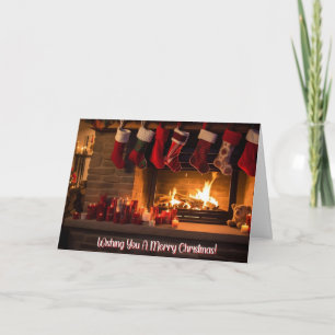 12x18 Christmas Card - Gemütlicher Kamin und Strüm Karte