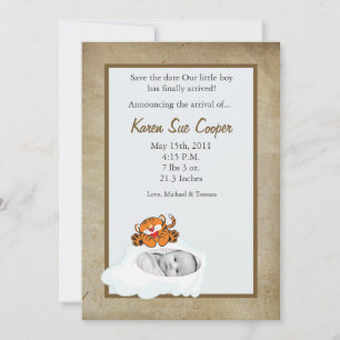 12x18 Circle FOTO Baby Boy & Tiger Baby Show Einladung