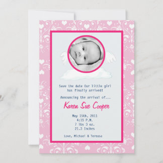 12x18 Circle with Wings FOTO Birth Ankündigung