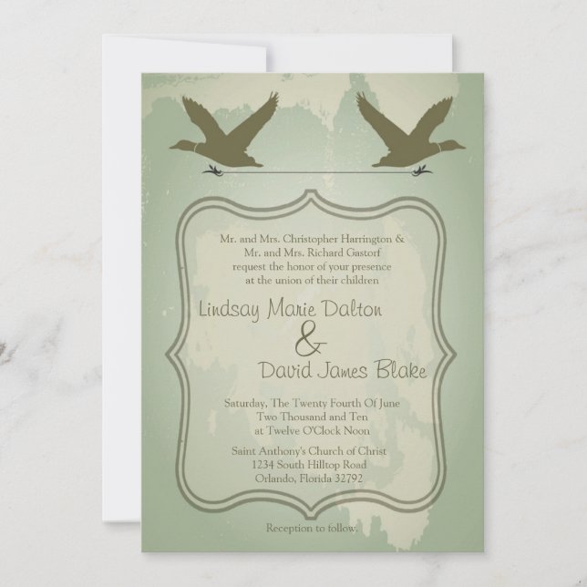 12x18 Country Enck Jagd Rustikale Hochzeit Einladu Einladung (Vorderseite)