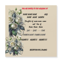 12x18 creme Rose Hochzeit einladen