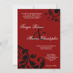 12x18 Crimson Red Floral Linen Hochzeit Einladung
