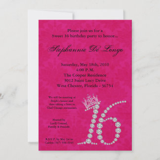 12x18 Diamond PinkTopaz Sweet 16 Birthday Einladun Einladung