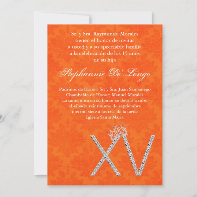 12x18 Diamond Topaz Quinceanera Einladung zum Gebu (Vorderseite)