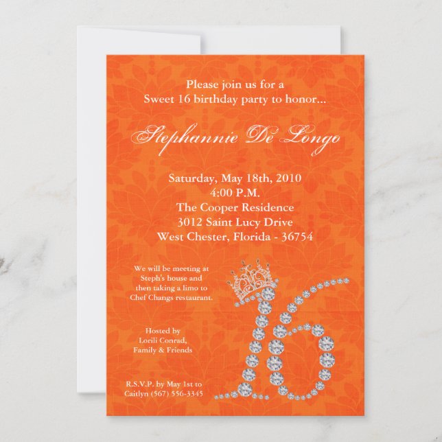 12x18 Diamond Topaz Sweet 16 Birthday Einladung (Vorderseite)