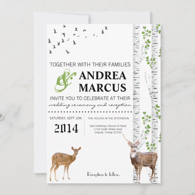 12x18 Doe Woodland Buck Hochzeit Einladung (Vorderseite)