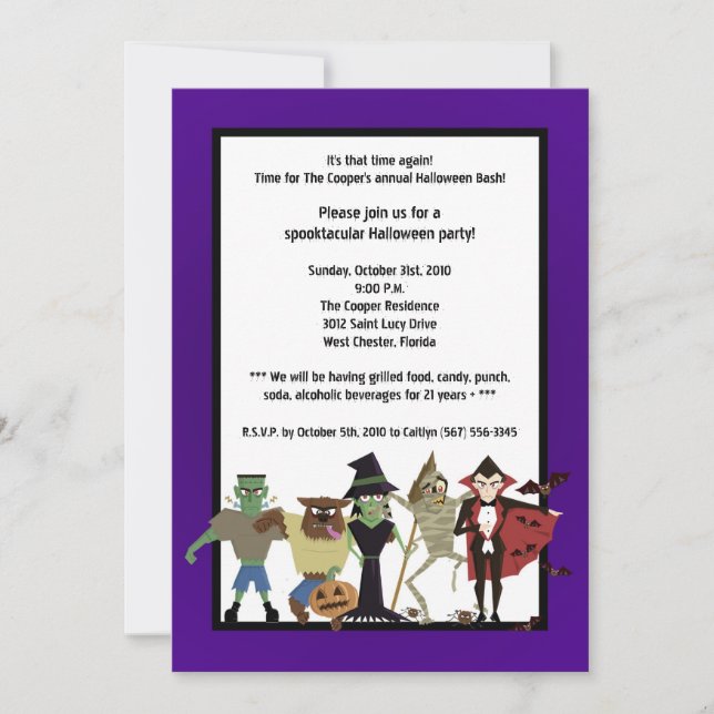 12x18 DraculaMonster Halloween Schlag-Party Einladung (Vorderseite)