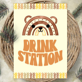 12x18 Drink Station Boho Woodland Bären Geburtstag Poster