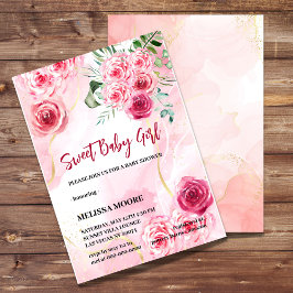 12x18 Einladung Wasserfarbe Magenta Rosa Rose