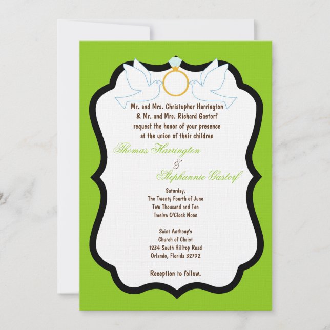 12x18 Electric Green Dove Diamond Wedding Einladun Einladung (Vorderseite)