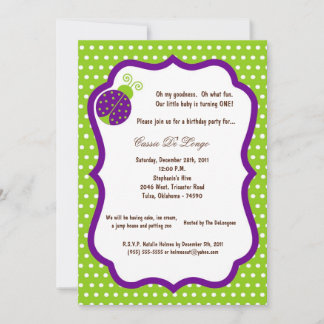 12x18 Electric Green Lady Bug Birthday Party Einla Einladung