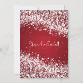 12x18 Elegant Wedding Sparkling Wave Red Einladung
