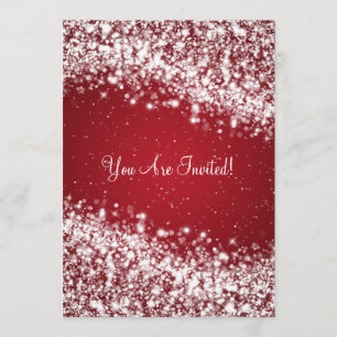 12x18 Elegant Wedding Sparkling Wave Red Einladung
