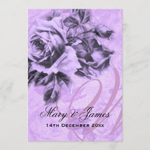 12x18 Elegante Hochzeiten Vintage Rose Lila Einladung