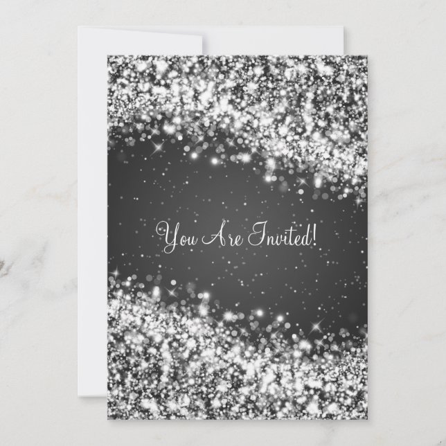 12x18 Elegante Hochzeitsfesselwelle Schwarz Einladung (Vorderseite)