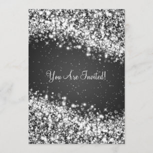 12x18 Elegante Hochzeitsfesselwelle Schwarz Einladung