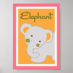 12x18 "Elephant" Jungle Safari Kinderbett Wand an Poster