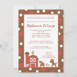 12x18 Farm RedBarn Cow Animal Baby Shower Einladun Einladung
