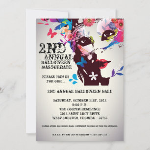 12x18 Floral Masquerade Halloween Einladung