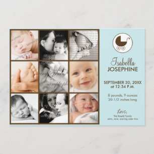 12x18 Foto Collage Blue Baby Geburtserklärung Ankündigung
