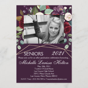 12x18 Foto Graduation Party Einladung Plum Lila