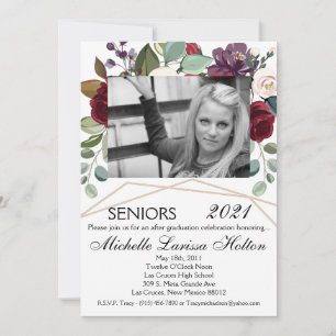 12x18 Foto Graduation Party Einladung White Roses