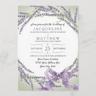 12x18 French Lavender Blume Wreath Typografy Einladung