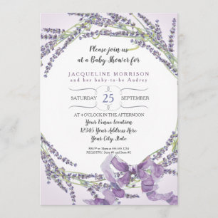 12x18 French Lavender Floral Wreath Baby Dusche Einladung