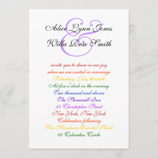 12x18 Gay Wedding Rainbow LGBT Pride Basic Einladung