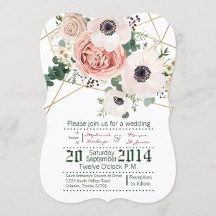 12x18 Geometric Garden Rose Gold Hochzeit Einladun Einladung