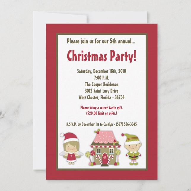 12x18 Gingerbrot Weihnachtsfeierliche Party Einlad Einladung (Vorderseite)