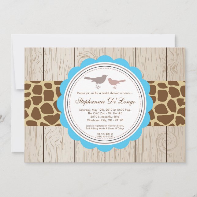 12x18 Giraffe Bird Couple Bridal Dusche Einladung (Vorderseite)