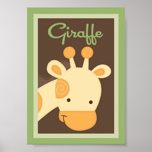 12x18 "Giraffe" Jungle Safari Kinderbett Wand an W Poster (Vorne)