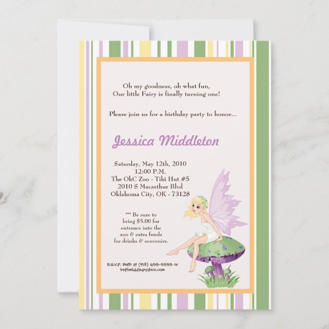 12x18 Girl Fairy Geburtstagsparty Einladung (Vorderseite)
