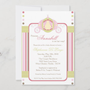 12x18 Girl Princess Carriage Baby Shower Einladung