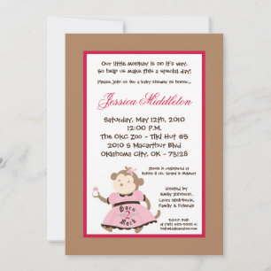 12x18 Girl Punk Rocker Monkey Babydusche Einladung