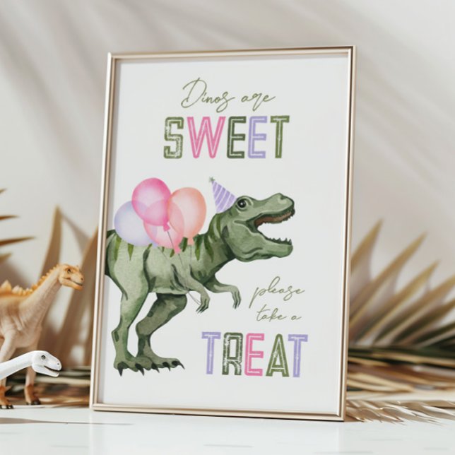 12x18 Girl's Dinosaur Leckerei Sign Card Einladung (Von Creator hochgeladen)