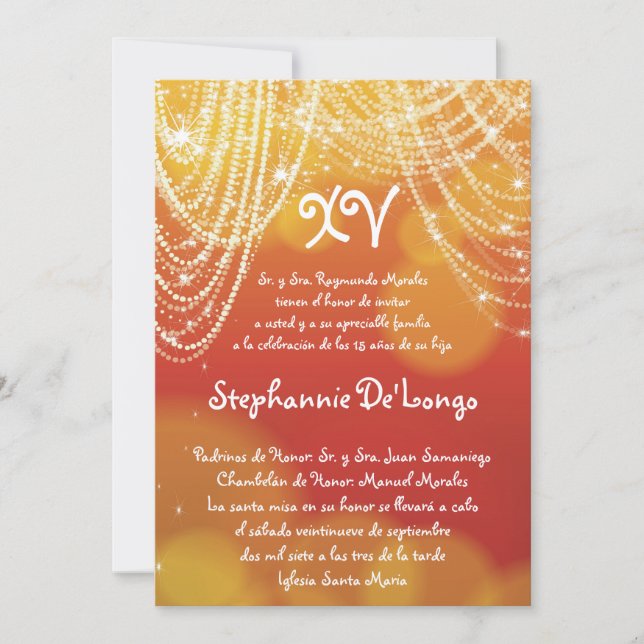 12x18 Glitz Glimmer Quinceanera Einladung zum Gebu (Vorderseite)