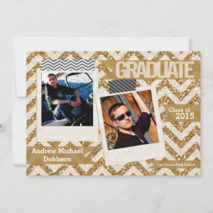 12x18 Gold Glitzer Zickzack Strip Senior Ankündigu Ankündigung