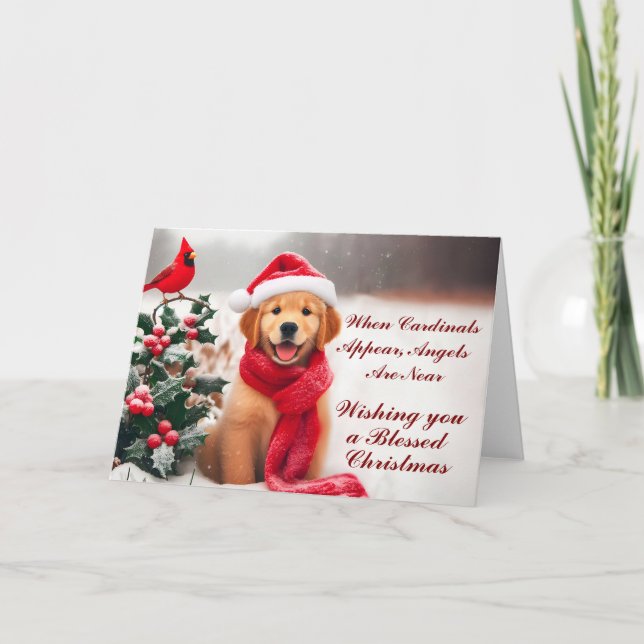 12x18 Golden Retriever Welpe Weihnachtskarte Feiertagskarte (Vorderseite)