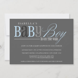 12x18 Gray Baby Showeinladung - Blue Einladung