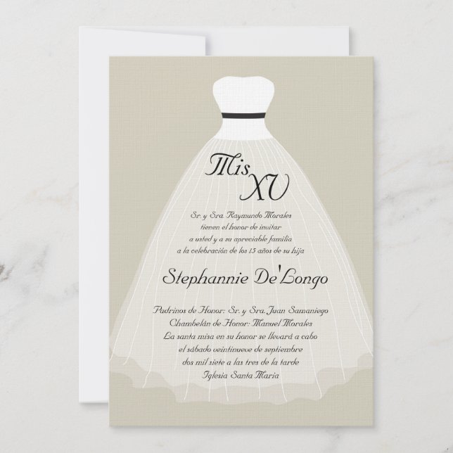 12x18 Gray Dress Quinceanera Geburtstag Einladung (Vorderseite)