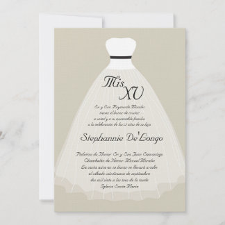 12x18 Gray Dress Quinceanera Geburtstag Einladung